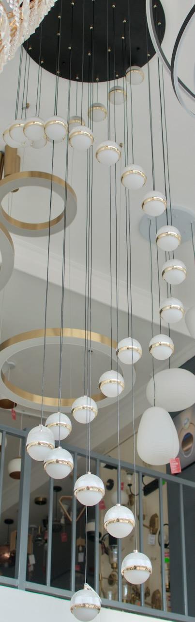 Modern Spherical Staircase LED Chandelier - Tri-Color