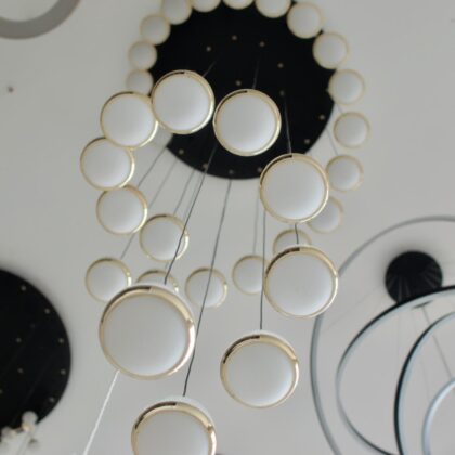 Modern Spherical Staircase LED Chandelier - Tri-Color