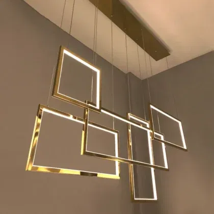 Dahli Rectangular Gold LED Chandelier