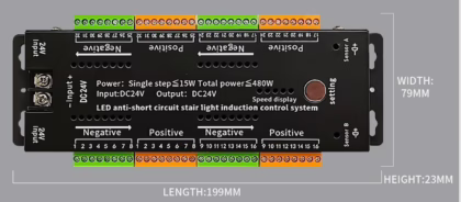 Motion Triggered LED Stair Light Controller - 32 Steps - 3A - 480W - Short Circuit Protection